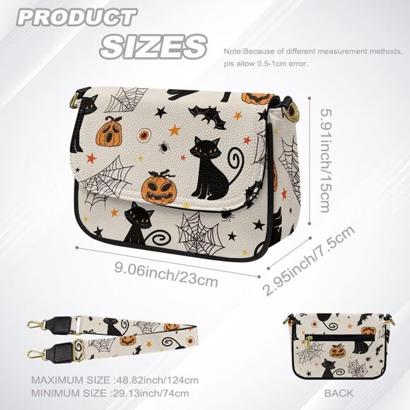5288 Crossbody Bag with Strap Halloween Cat Purse Shoulder Handbag
